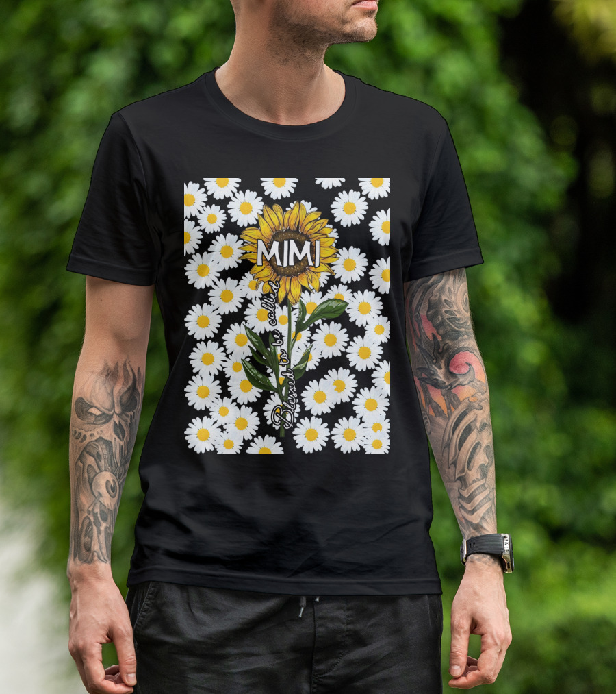 Sunflower Daisy Pattern Blessed To Be Called Mimi T-Shirt