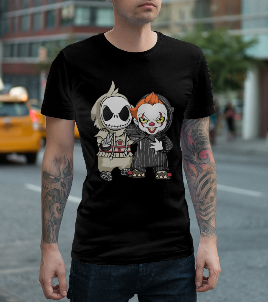 Baby Jack Skellington Pennywise Cute Horror Character Mashup T-Shirt