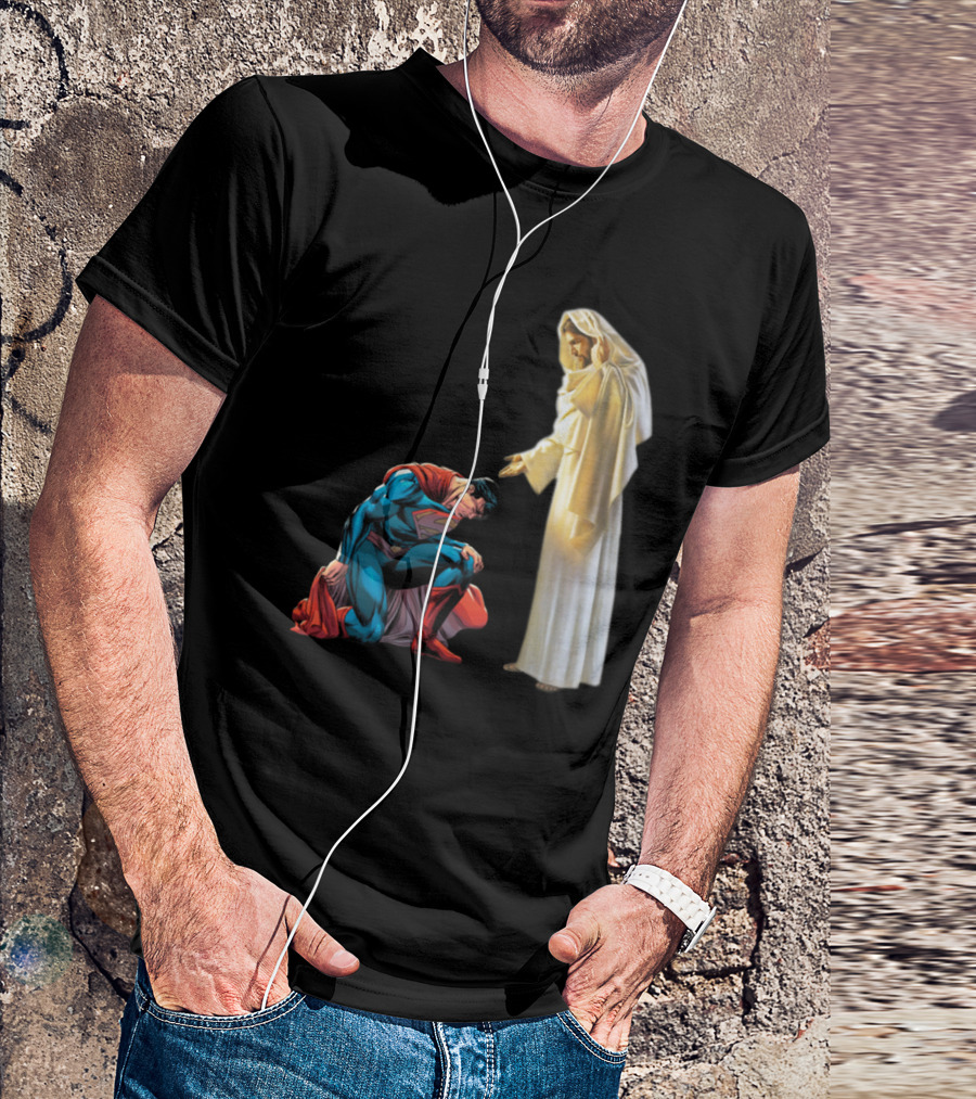 Superman Kneels Before God Jesus T-Shirt