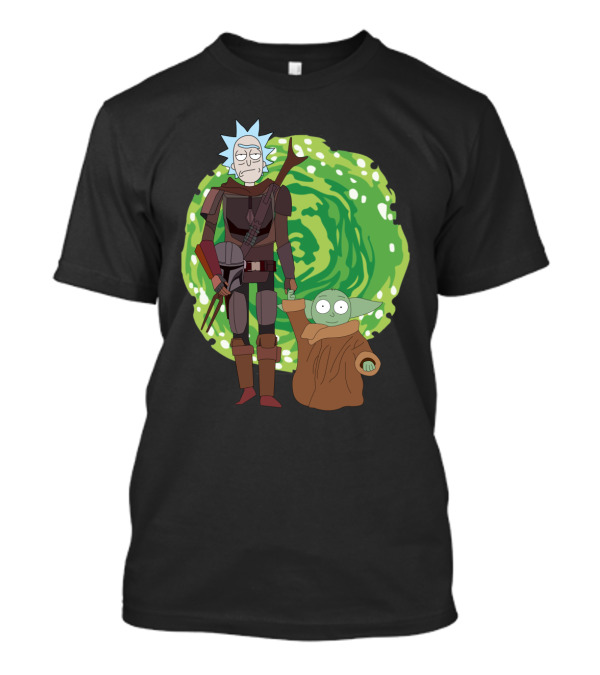 Rick Morty Mandalorian Yoda Portal Fusion T-Shirt