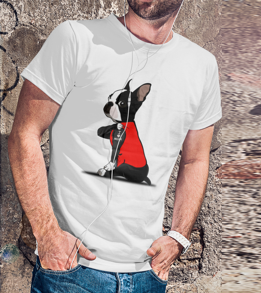Boston Terrier I Love Mom T-Shirt