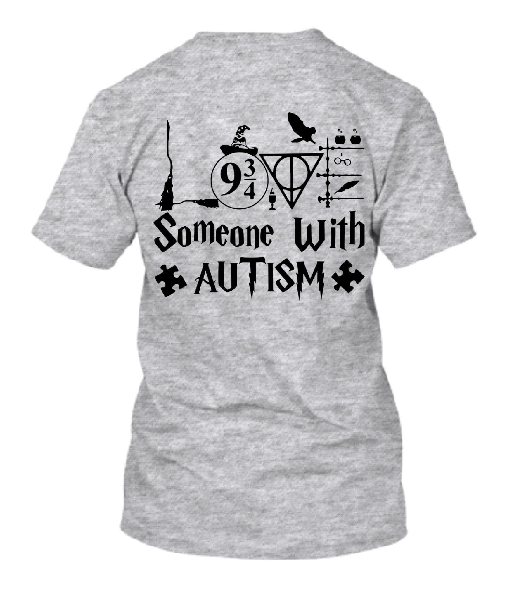 Love Someone With Autism 9 3/4 Wizard Elements Puzzle Pieces T-Shirt