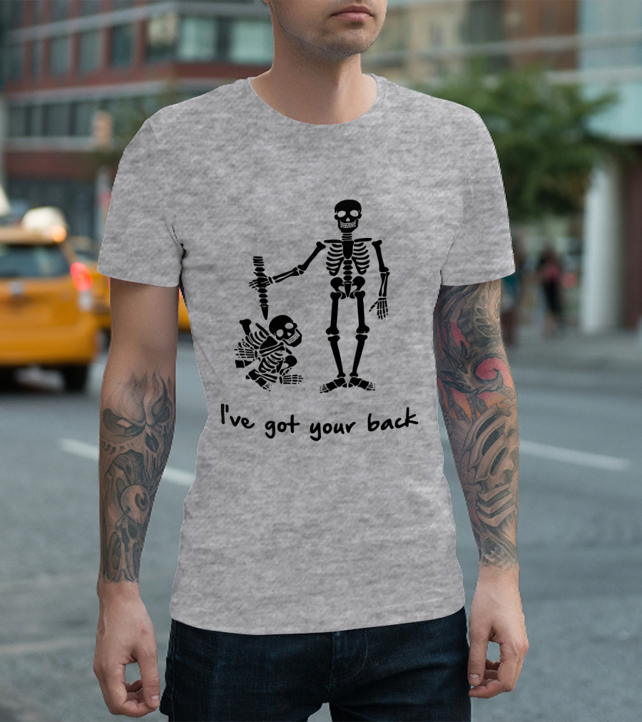 Skeleton I've Got Your Back Humorous Skeletons Carrying Each Other T-Shirt