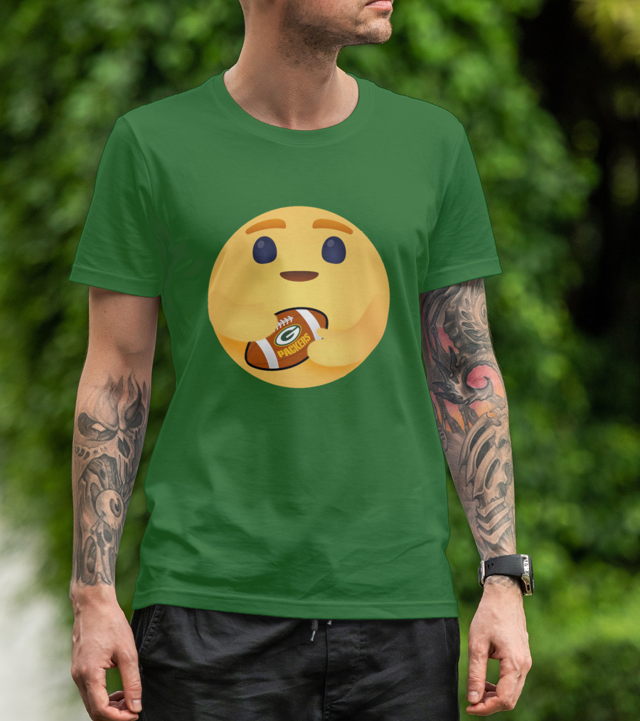 Care Emoji Hugs Green Bay Packers Football T-Shirt