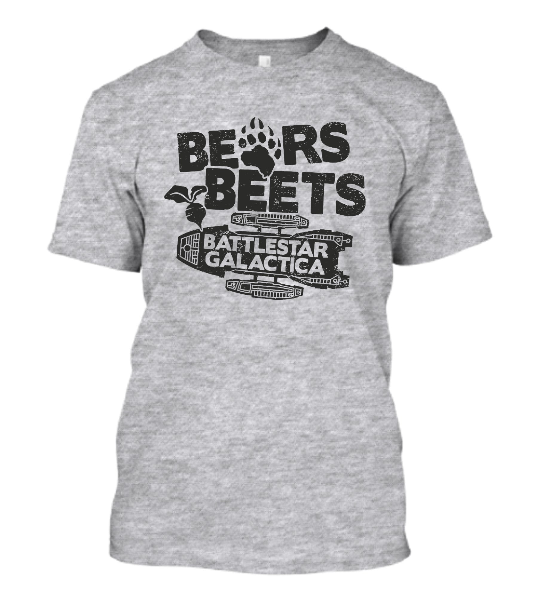 Bears Beets Battlestar Galactica Paw Print Spaceship Beetroot T-Shirt