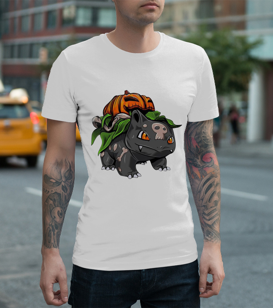 Halloween Bulbasaur Pumpkin Skeleton Spooky Pokemon T-Shirt