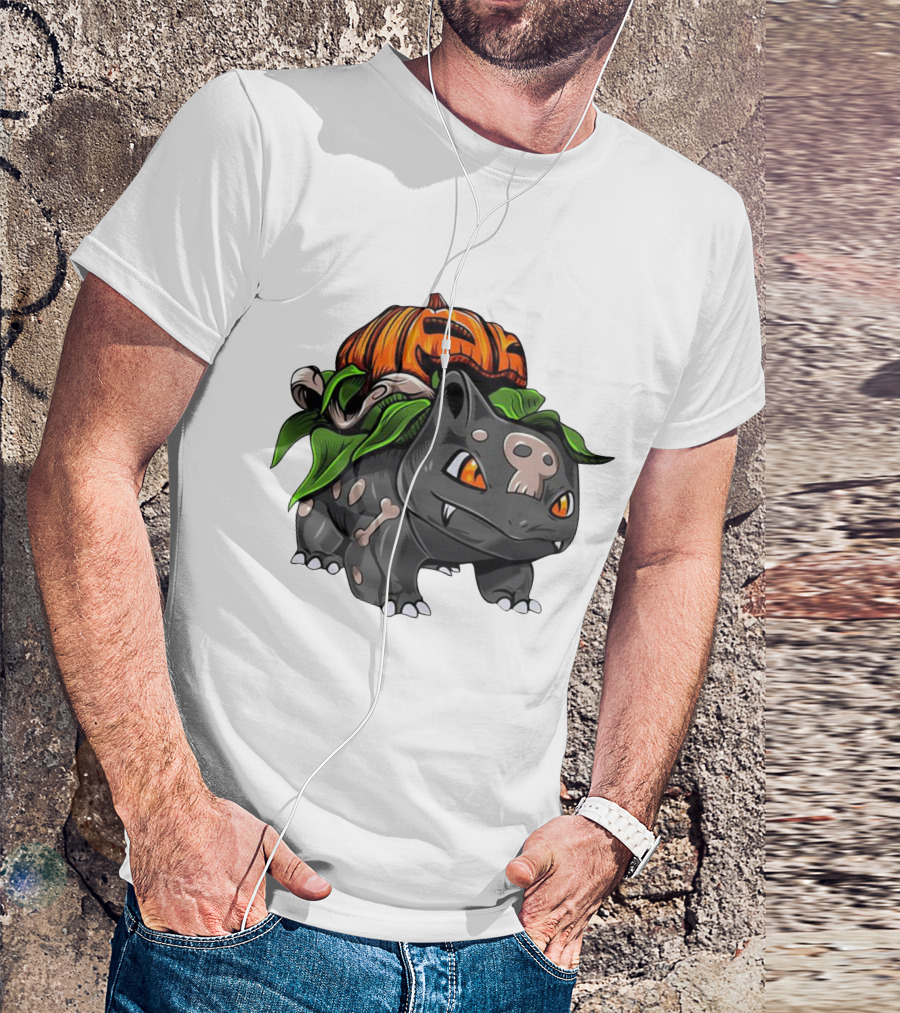 Halloween Bulbasaur Pumpkin Skeleton Spooky Pokemon T-Shirt