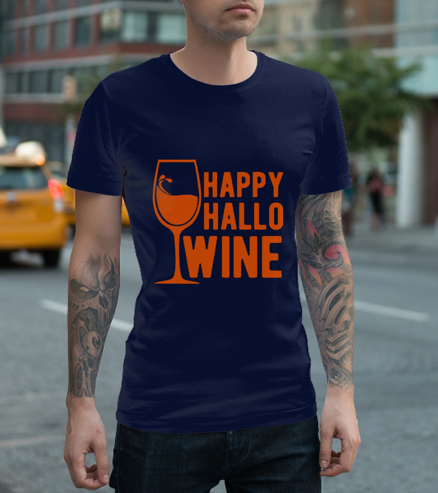 Happy HalloWine Wine Glass Halloween T-Shirt