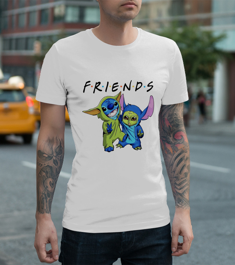 Stitch And Baby Yoda Friends TV Show T-Shirt