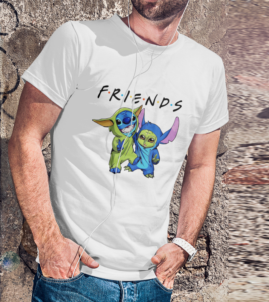 Stitch And Baby Yoda Friends TV Show T-Shirt