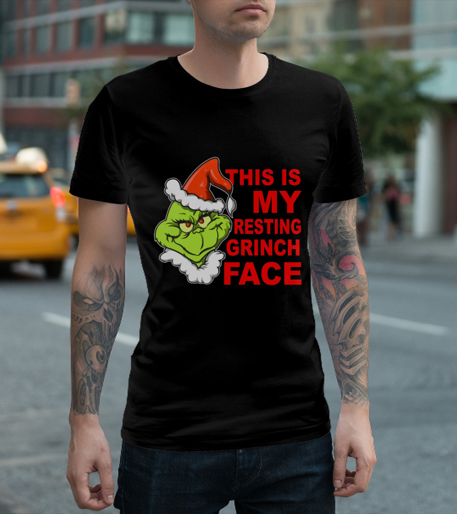 This Is My Resting Grinch Face Santa Hat Grumpy Expression T-Shirt