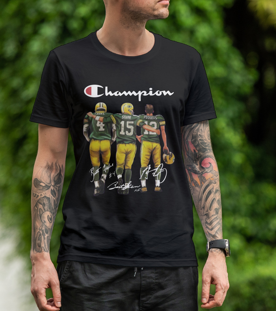Champion Green Bay Packers Favre Starr Rodgers Signatures T-Shirt