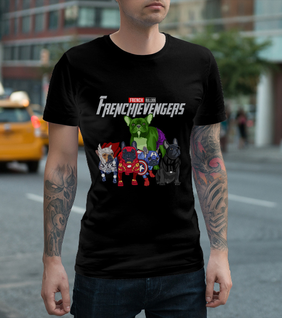 Marvel French Bulldog Frenchievengers Assemble Comic Heroes T-Shirt