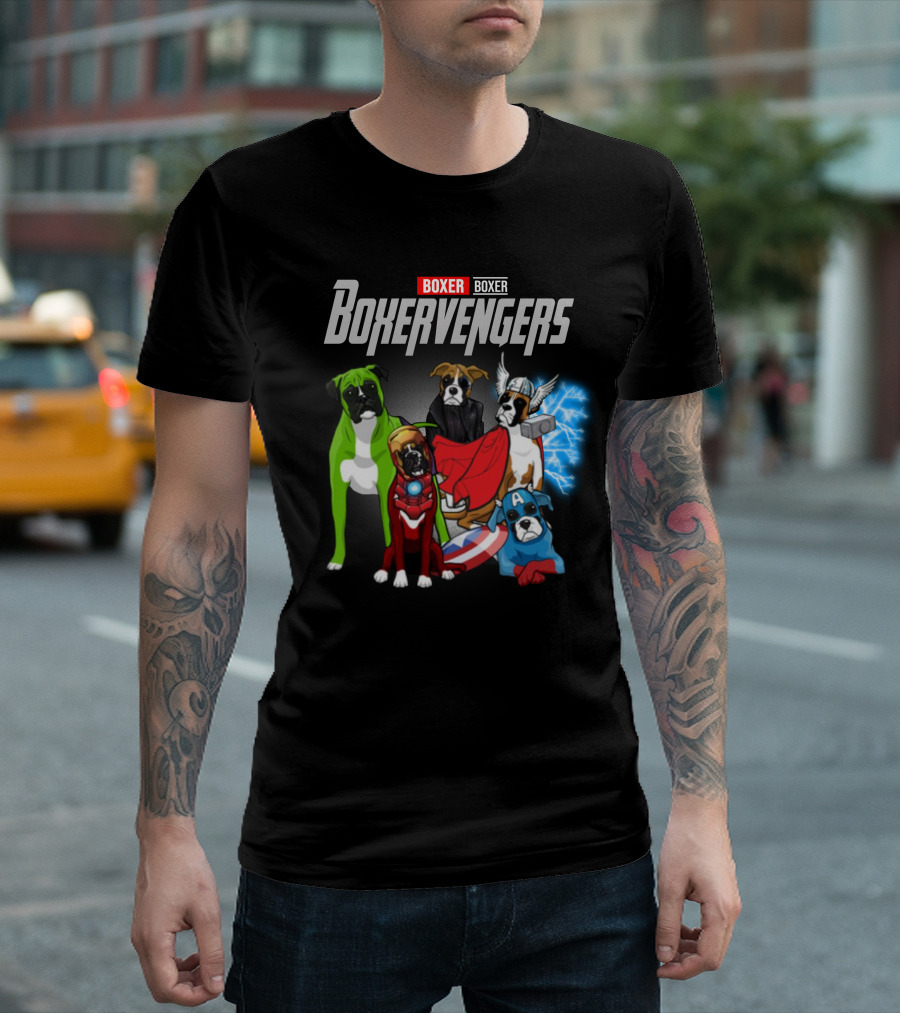 Marvel Avengers Boxer Boxervengers Dogs Superhero T-Shirt