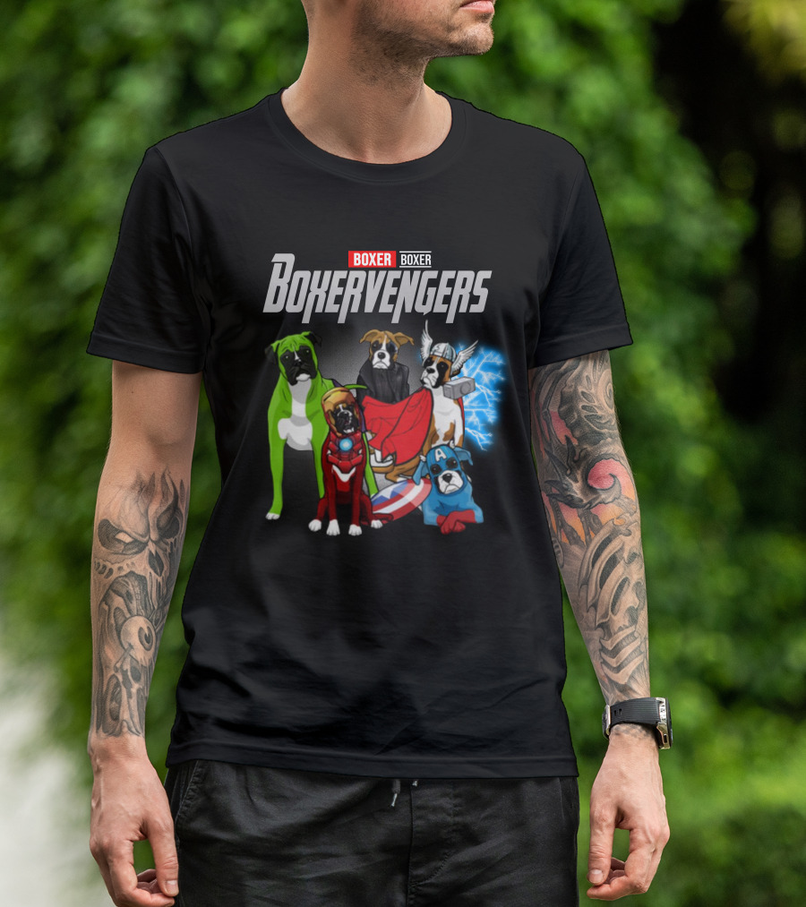 Marvel Avengers Boxer Boxervengers Dogs Superhero T-Shirt