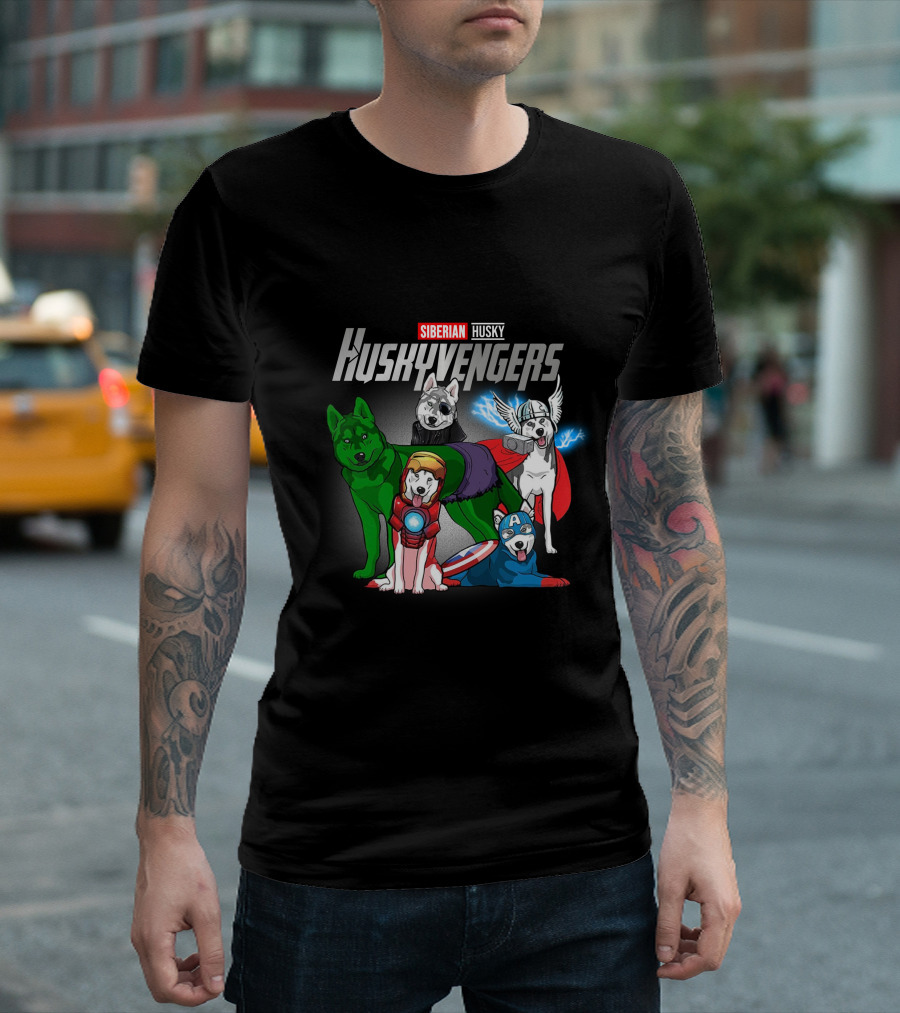 Marvel Siberian Husky Huskyvengers Avengers Crossover Dogs T-Shirt