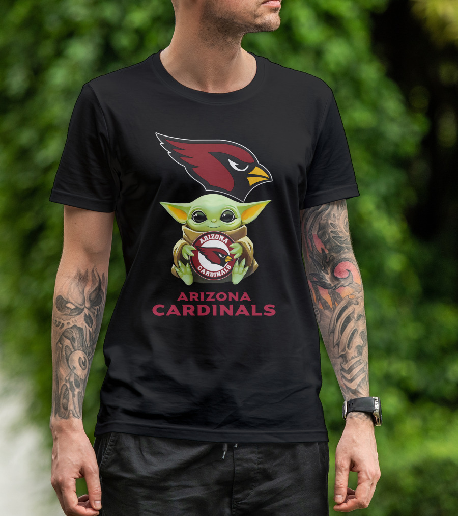 Arizona Cardinals Baby Yoda Hugging Team T-Shirt