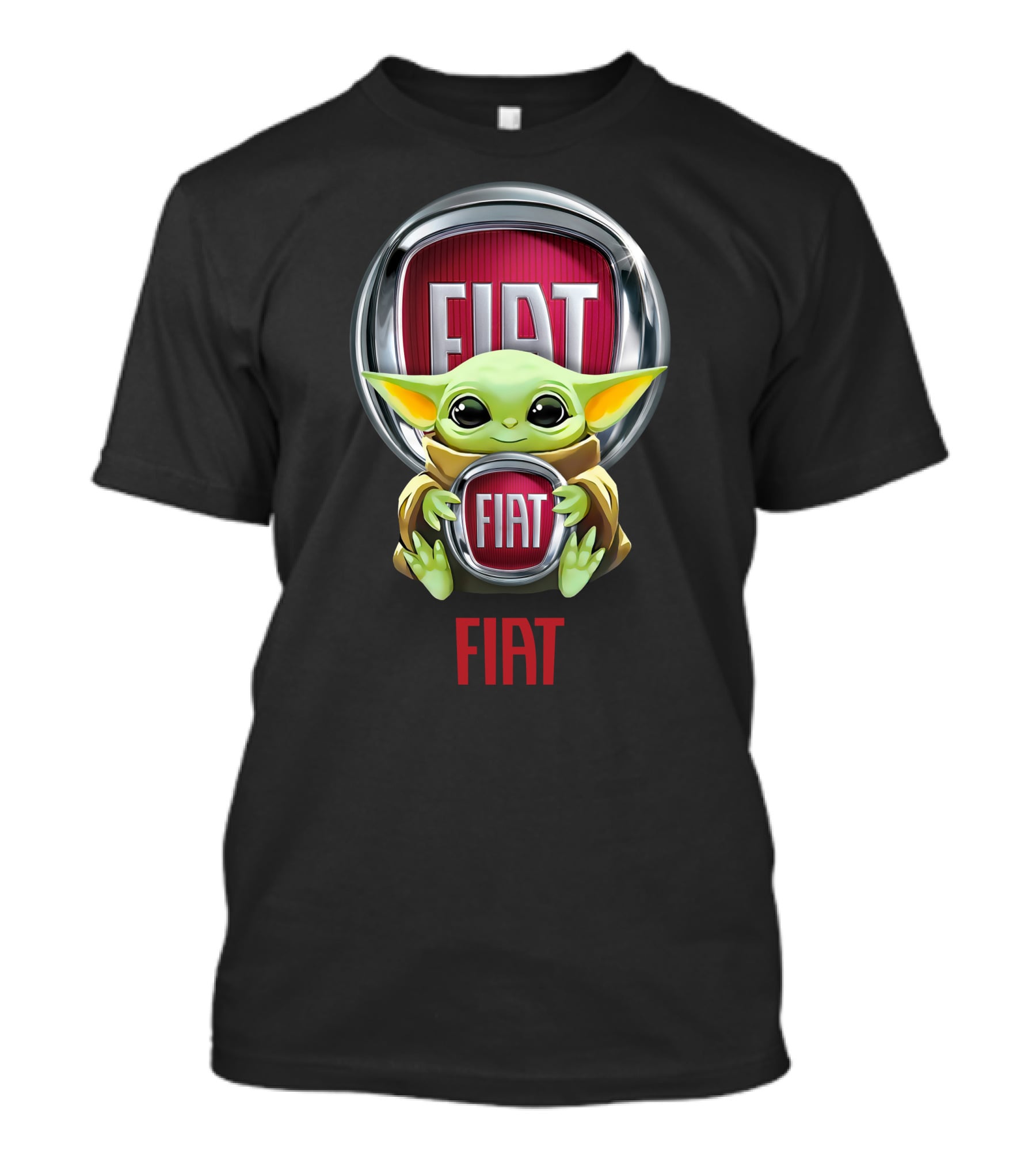 Baby Yoda Holding Fiat Emblem T-Shirt