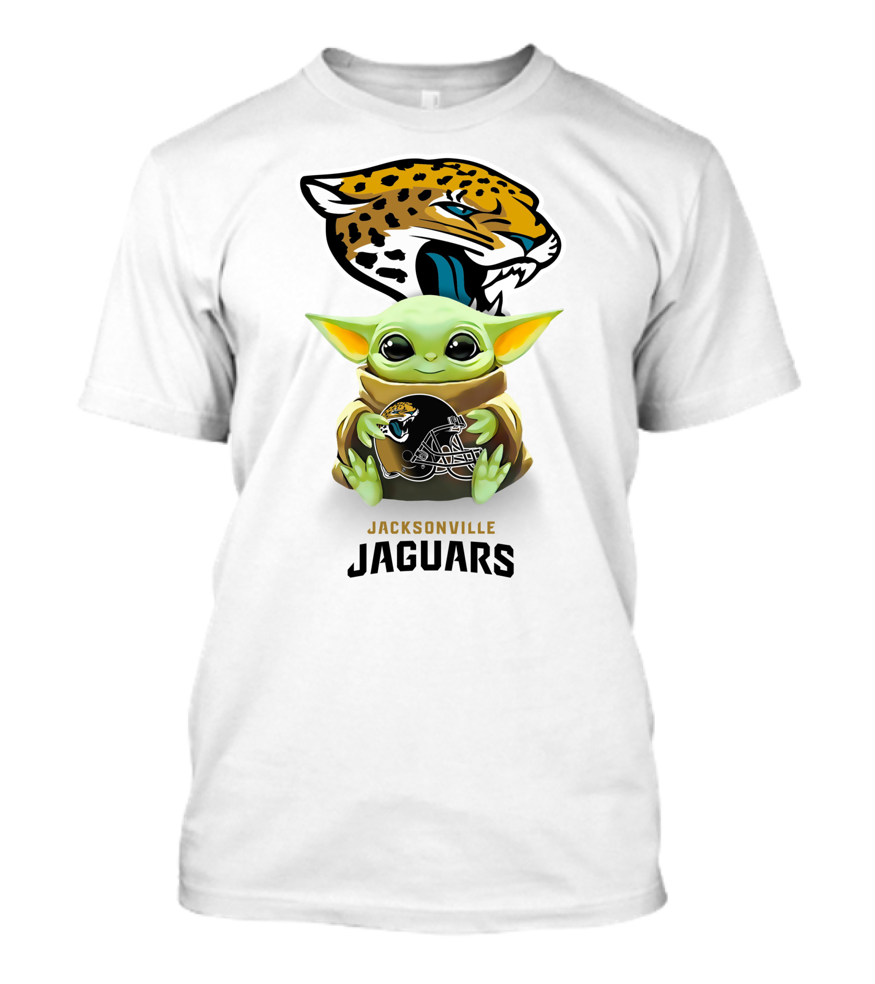 Baby Yoda Holding Jacksonville Jaguars Helmet With Team T-Shirt