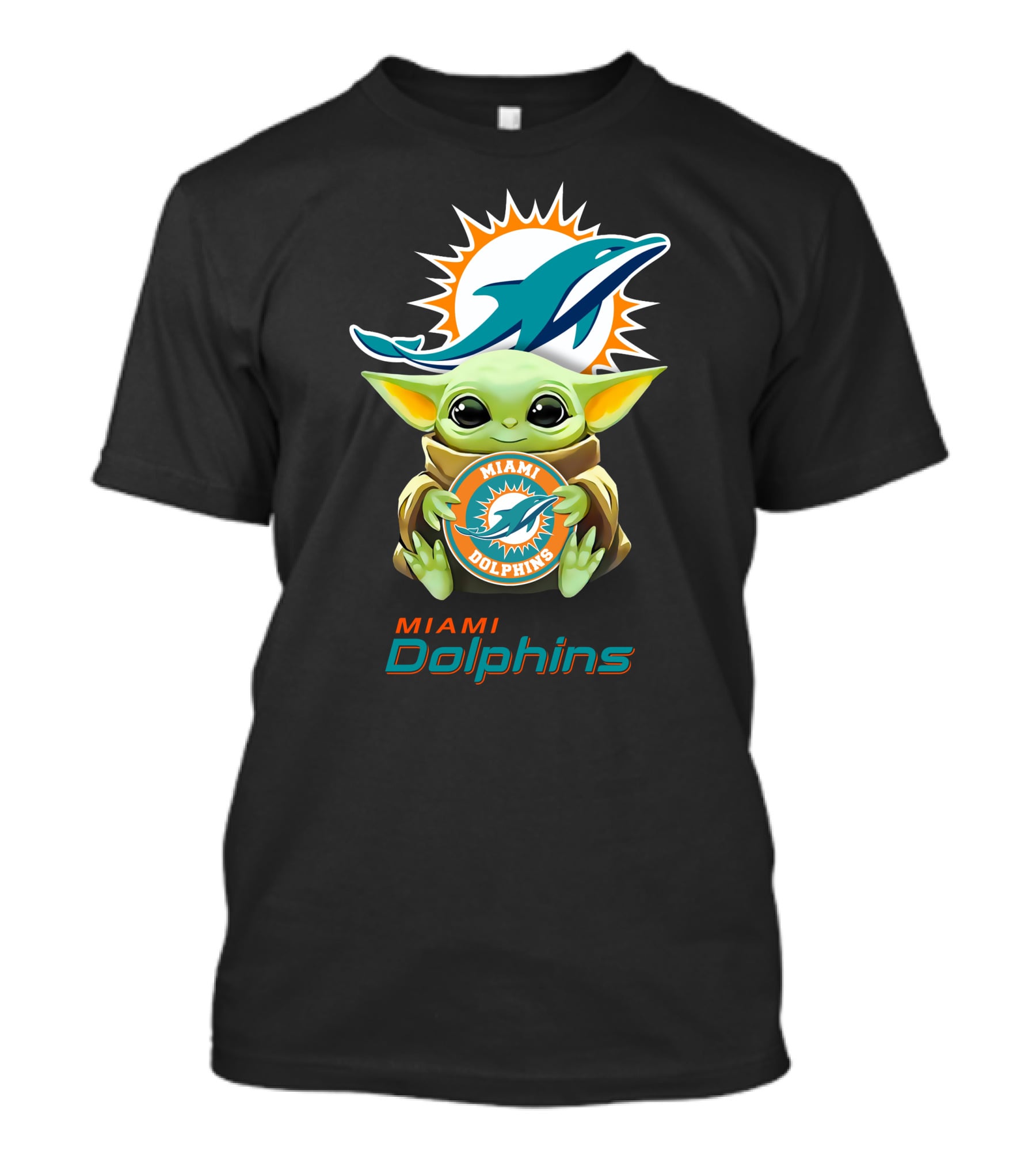 Baby Yoda Miami Dolphins Football Fandom Collaboration T-Shirt