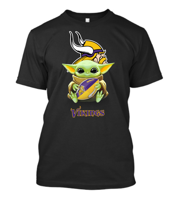 Minnesota Vikings Baby Yoda Hugging Football Fan Vikings T-Shirt
