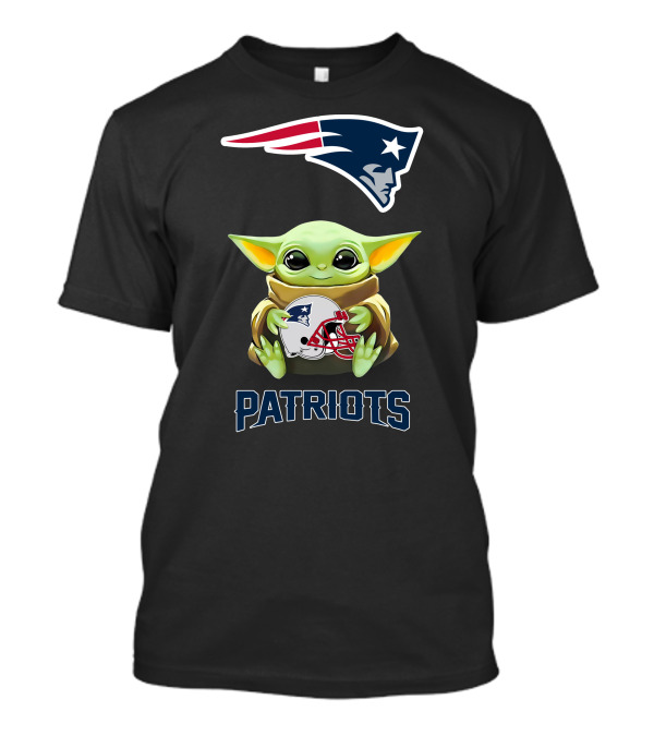 Baby Yoda Holding New England Patriots Helmet T-Shirt