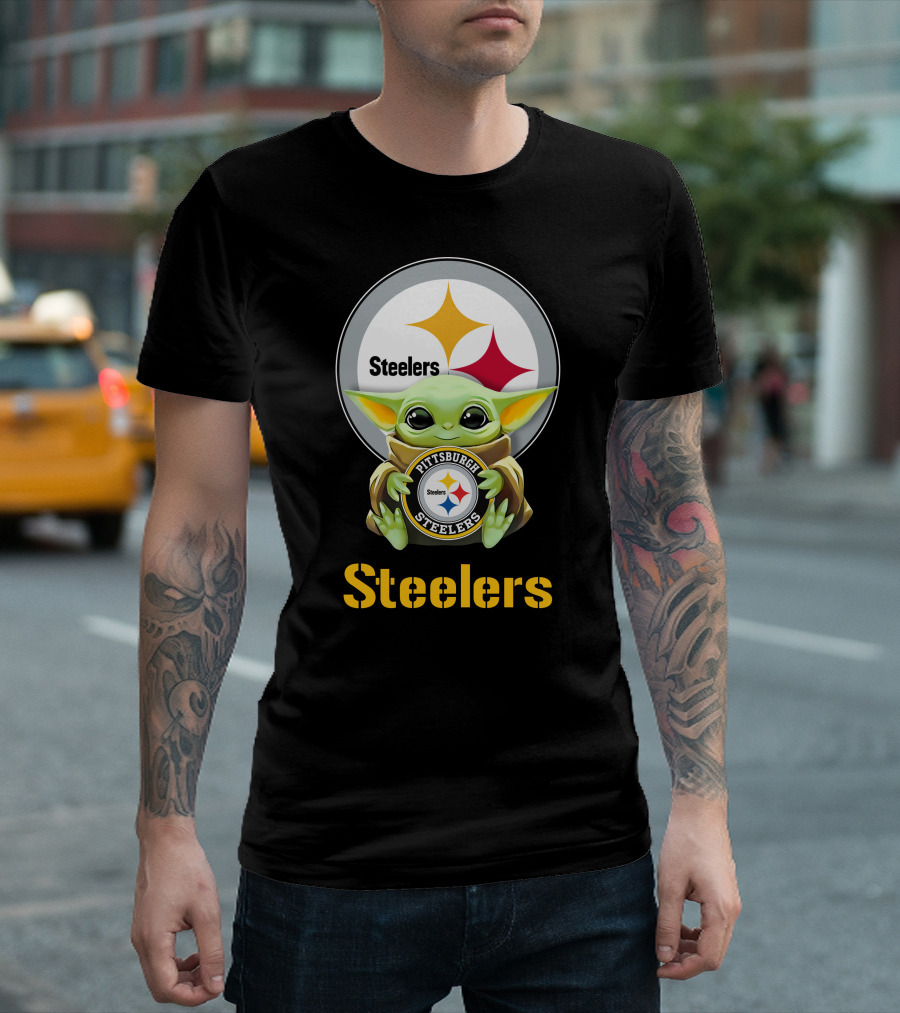 Baby Yoda Pittsburgh Steelers Hug Steelers T-Shirt