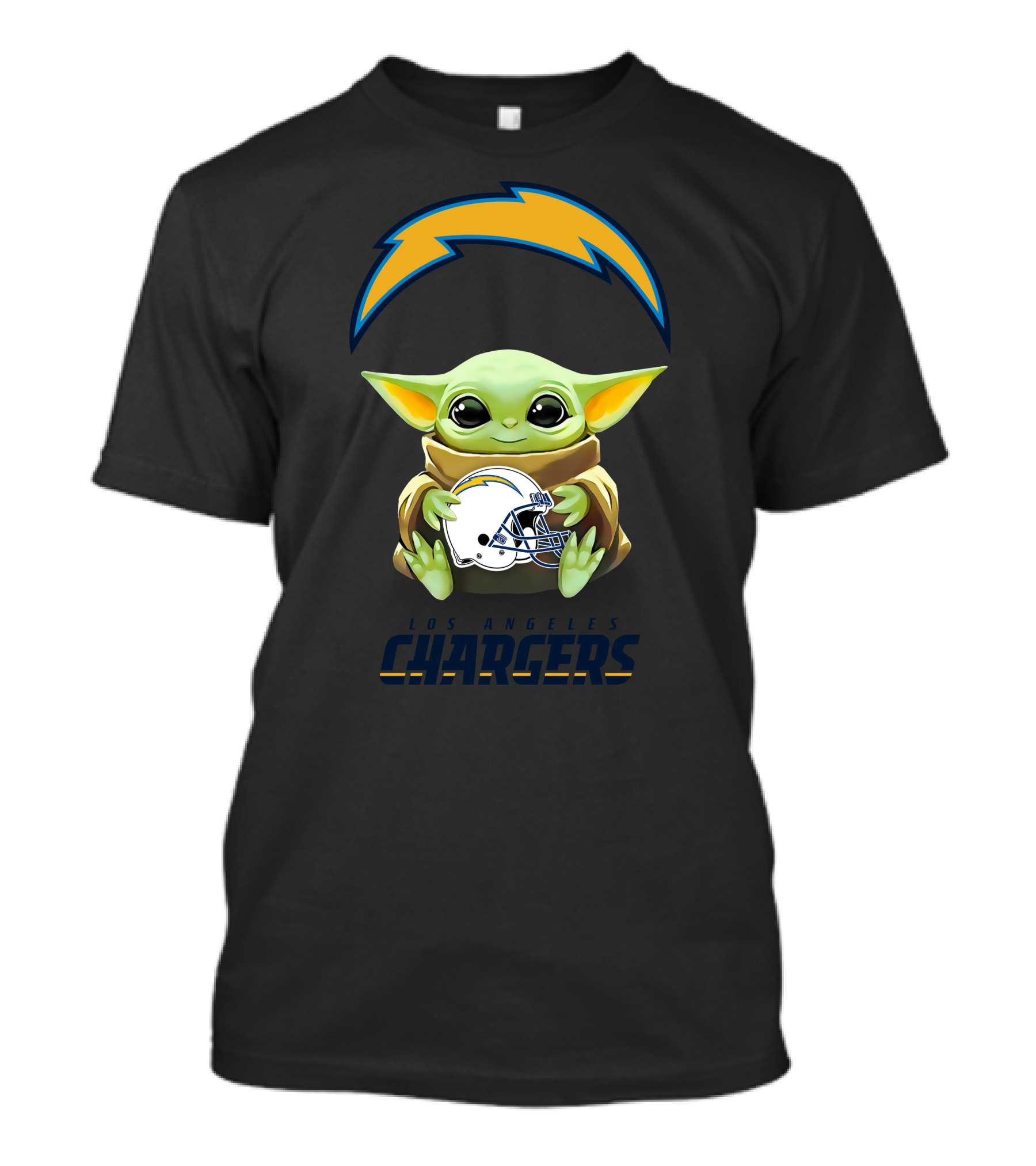 Baby Yoda Hug Los Angeles Chargers Helmet T-Shirt
