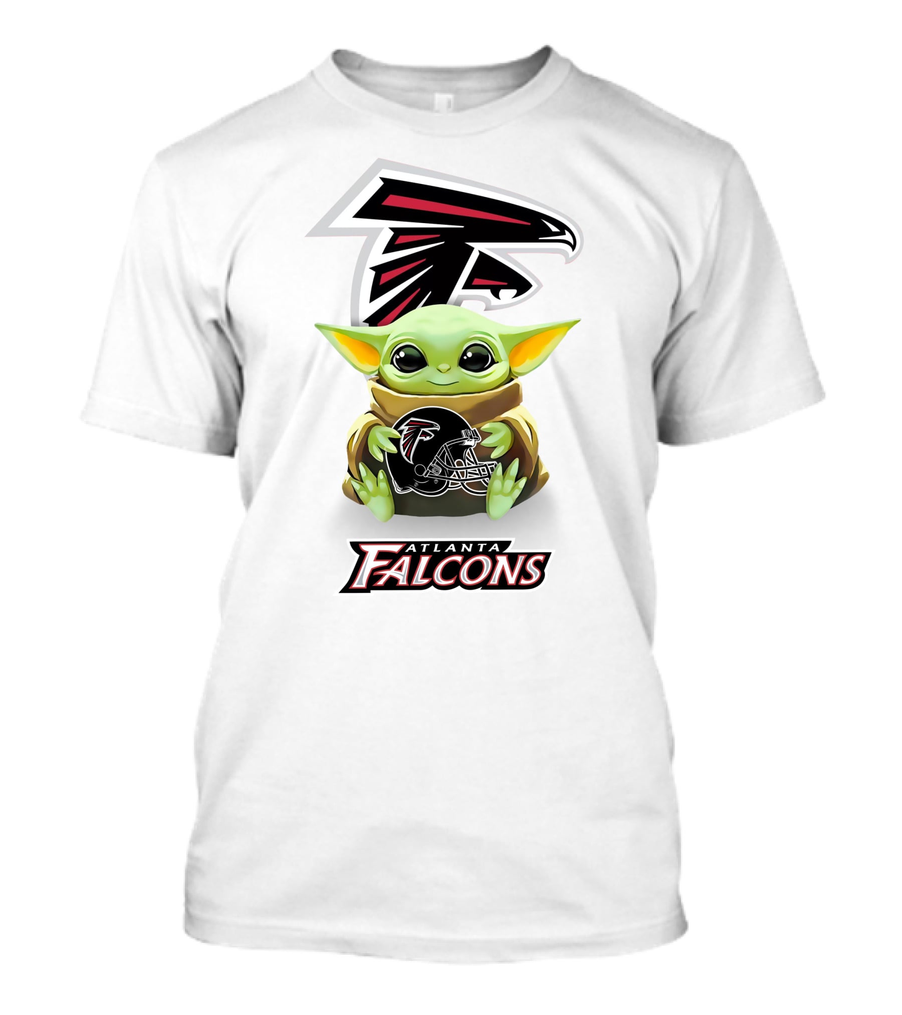 Atlanta Falcons Baby Yoda Holding Helmet Nfl Team T-Shirt
