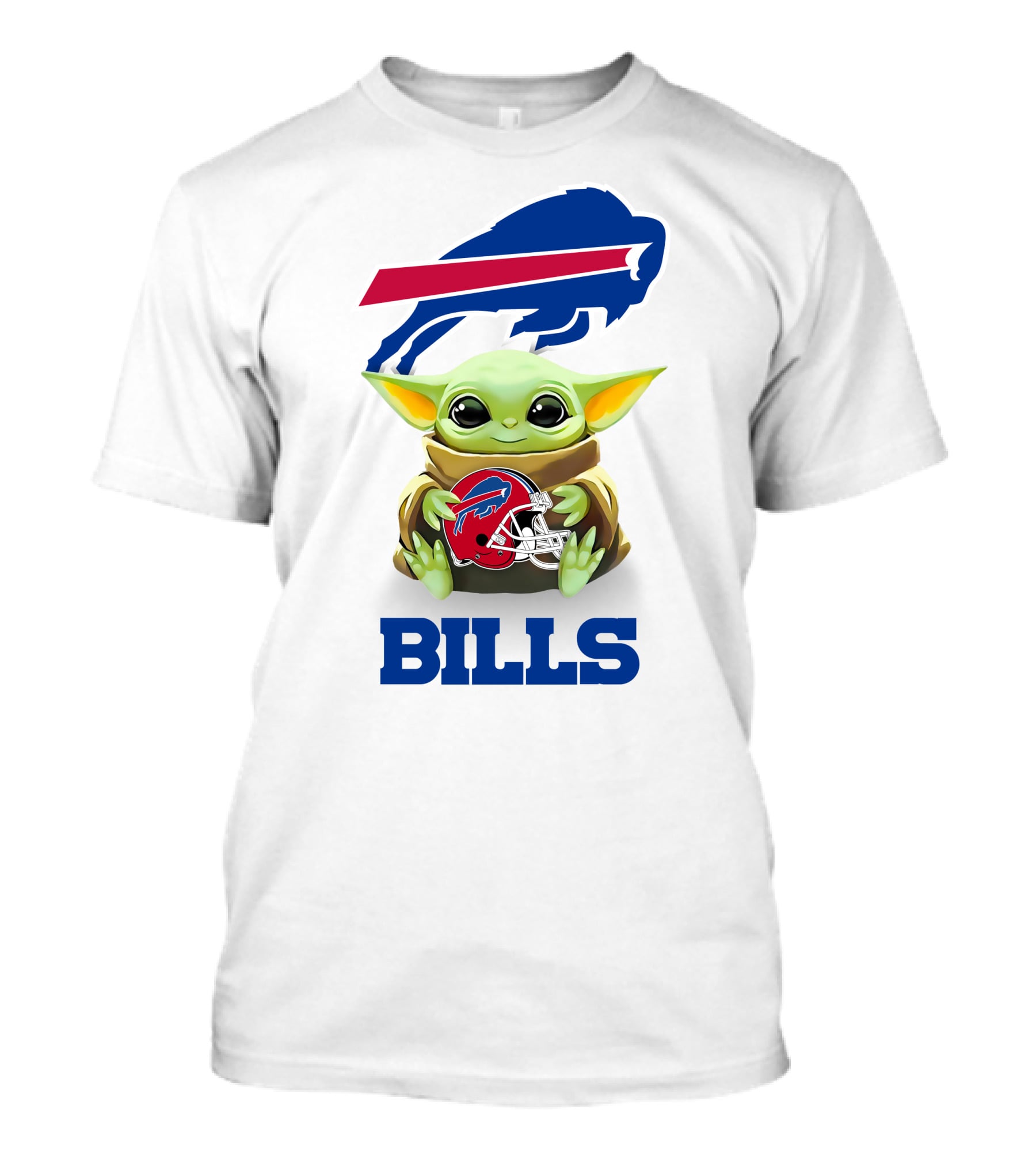Baby Yoda Holding Buffalo Bills Helmet Logo With Bills T-Shirt