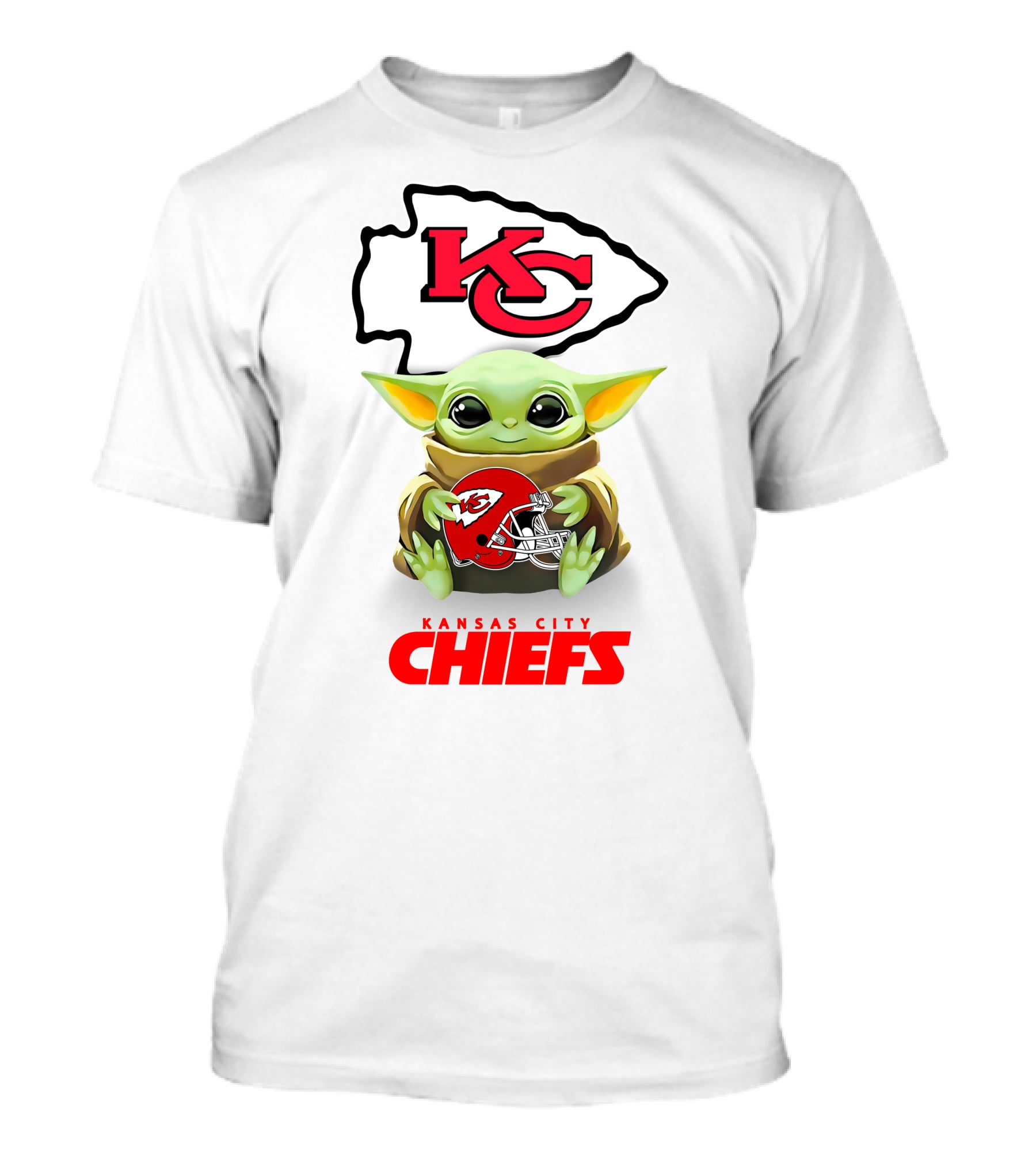 Baby Yoda Kansas City Chiefs Kc Helmet Hug T-Shirt