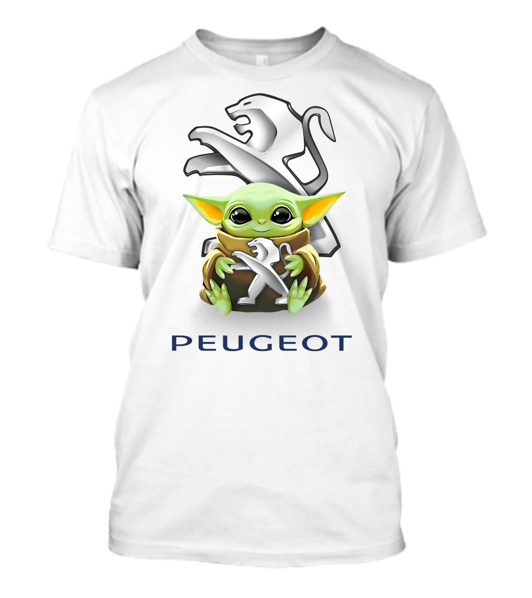Baby Yoda Hugging Peugeot Lion T-Shirt