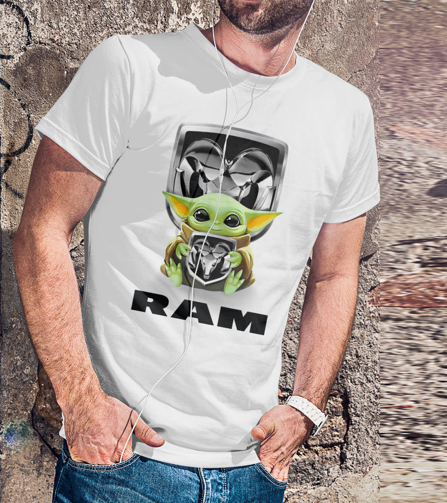 Baby Yoda Ram Logo Hugging Merchandise T-Shirt