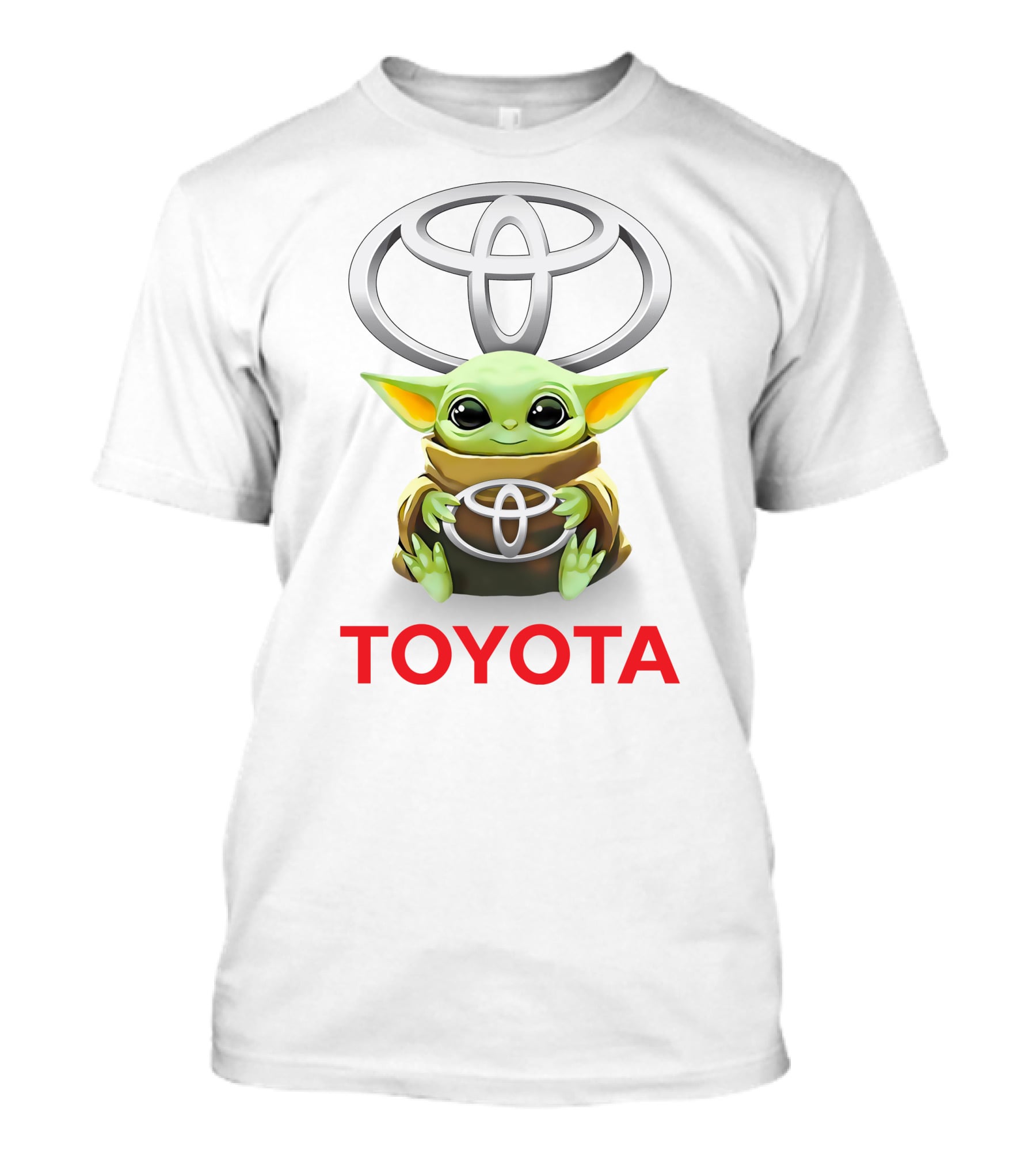 Baby Yoda Holding Toyota Logo White T-Shirt