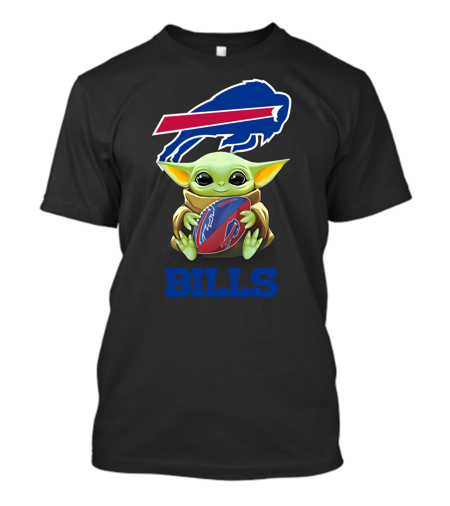 Star Wars Baby Yoda Holding Buffalo Bills Football T-Shirt
