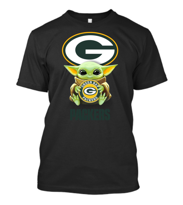Star Wars Baby Yoda Green Bay Packers Emblem Packers T-Shirt
