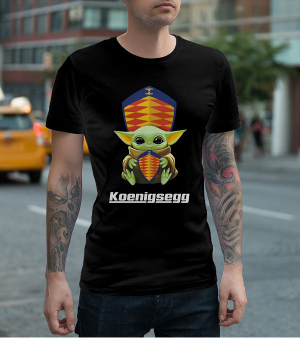 Star Wars Baby Yoda With Koenigsegg Shield Branding T-Shirt