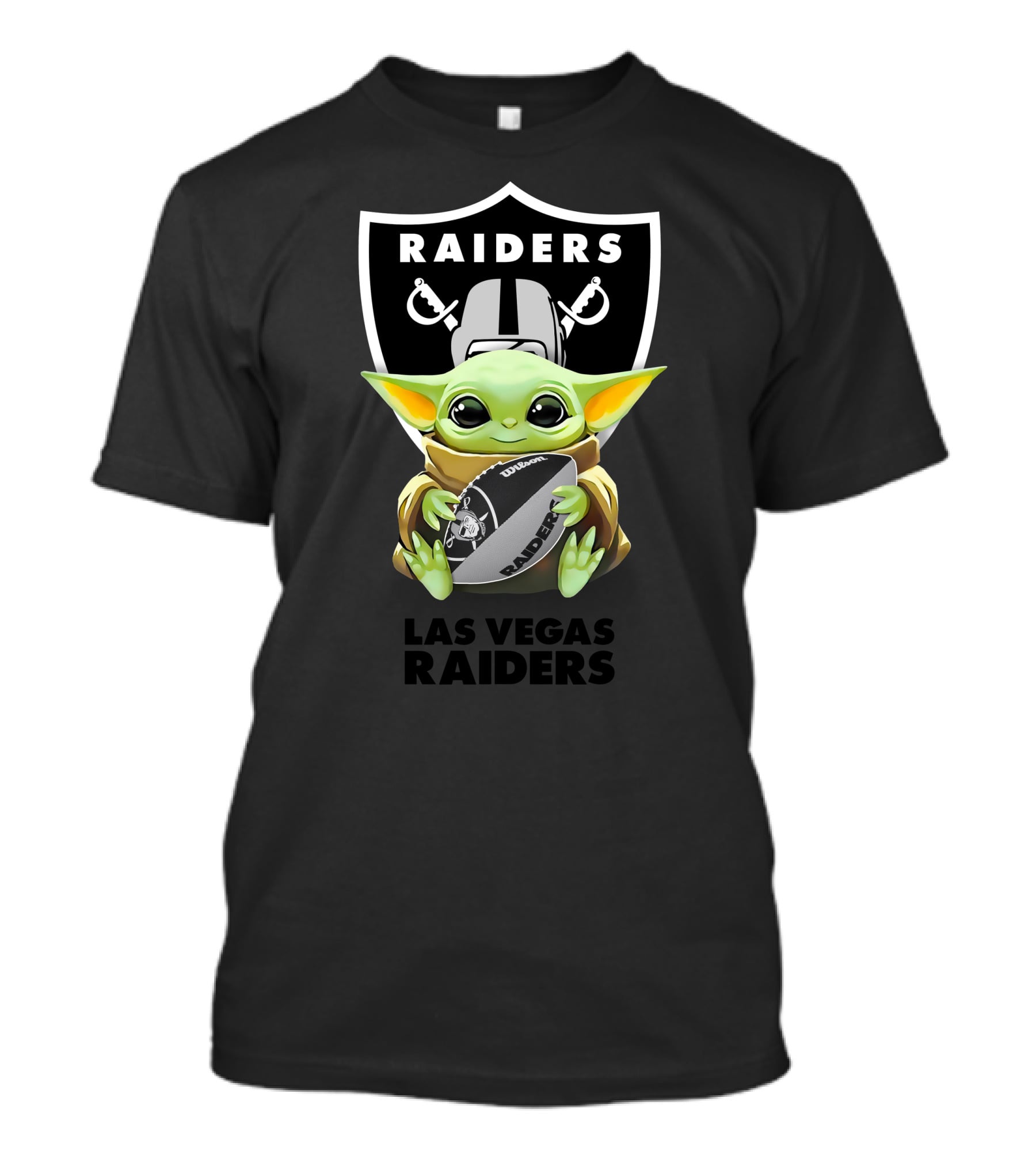 Las Vegas Raiders Baby Yoda Hugging Football Star Wars Raiders T-Shirt