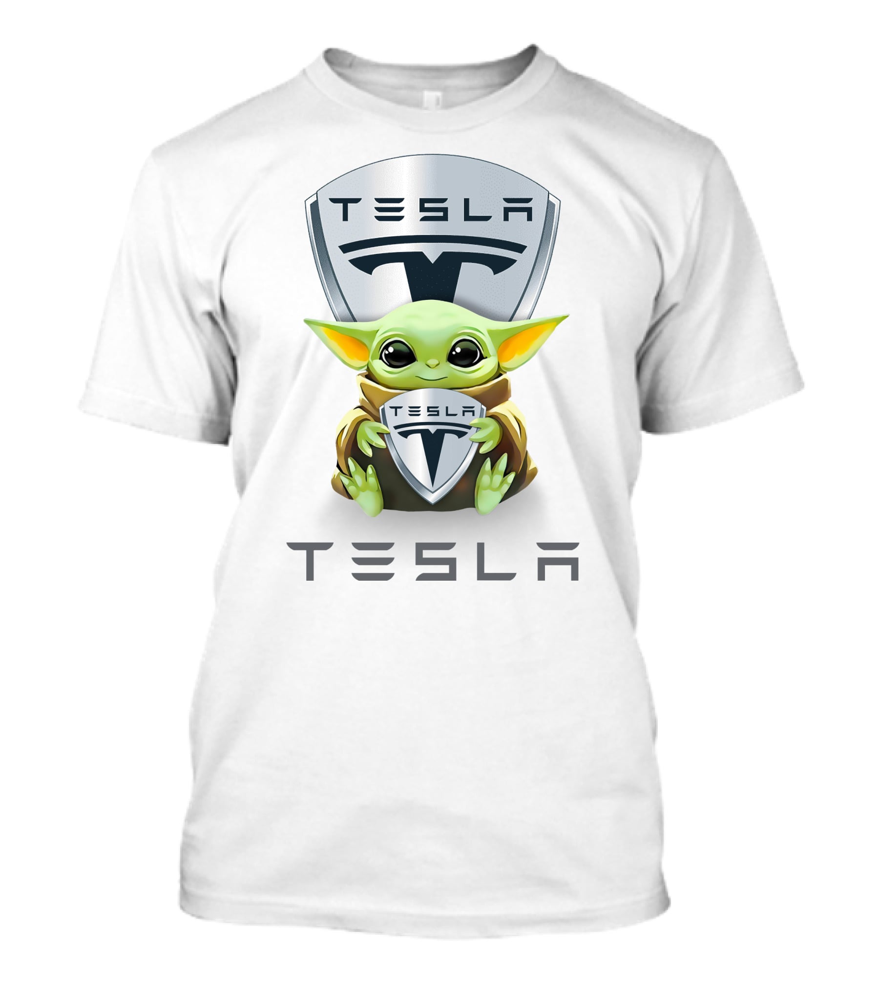 Star Wars Baby Yoda Holding Tesla T-Shirt