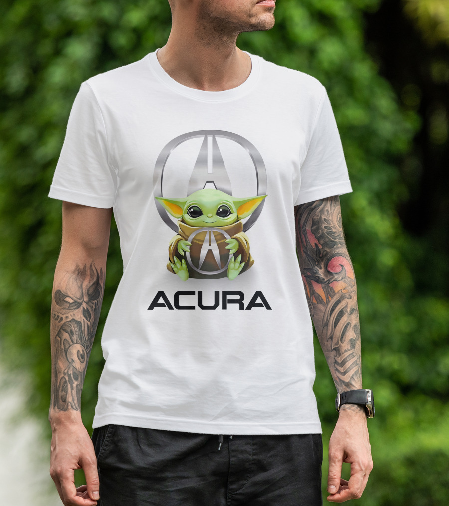 Baby Yoda Holding Acura Emblem T-Shirt