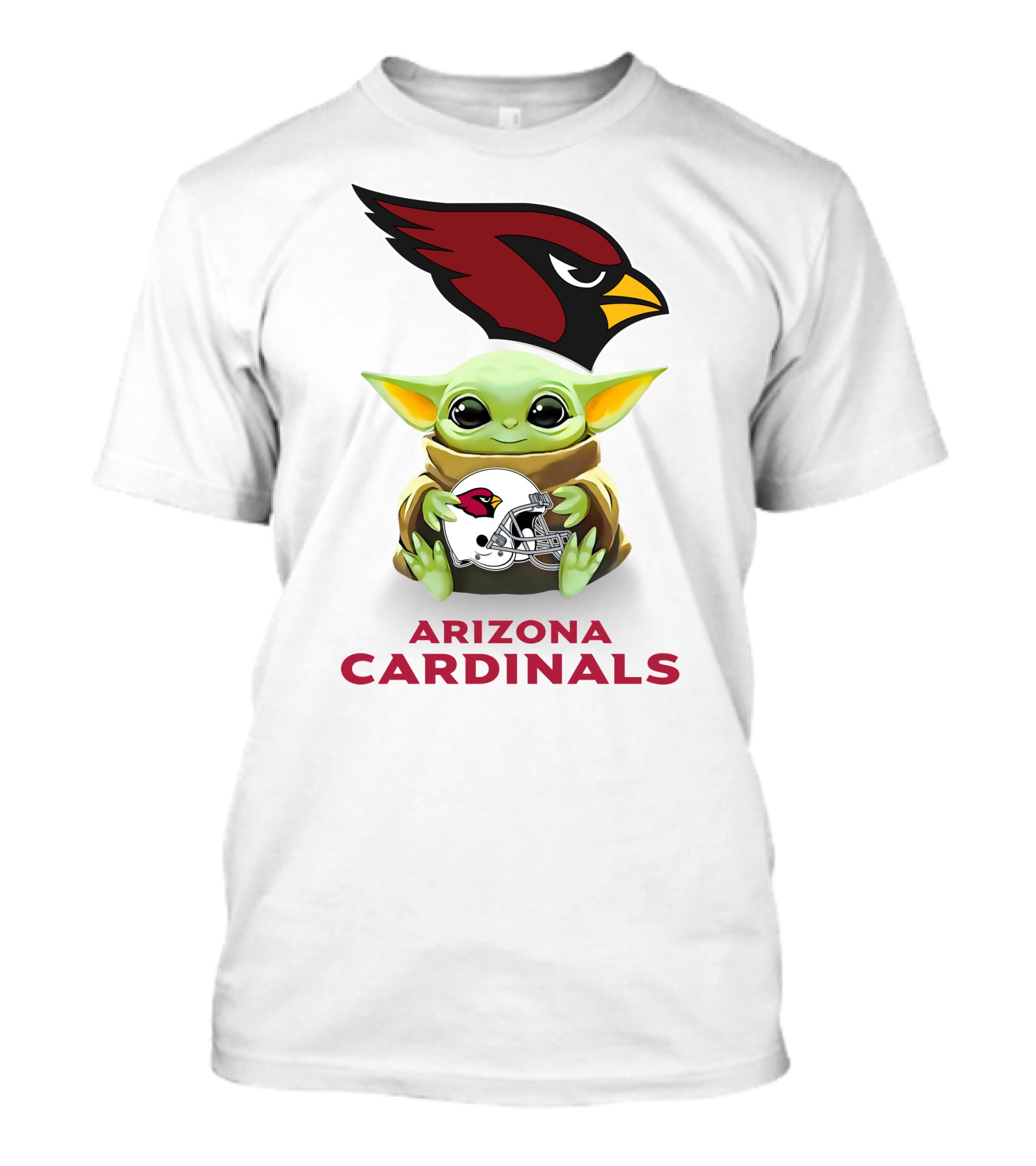 Baby Yoda Arizona Cardinals Helmet Hug With Cardinals T-Shirt