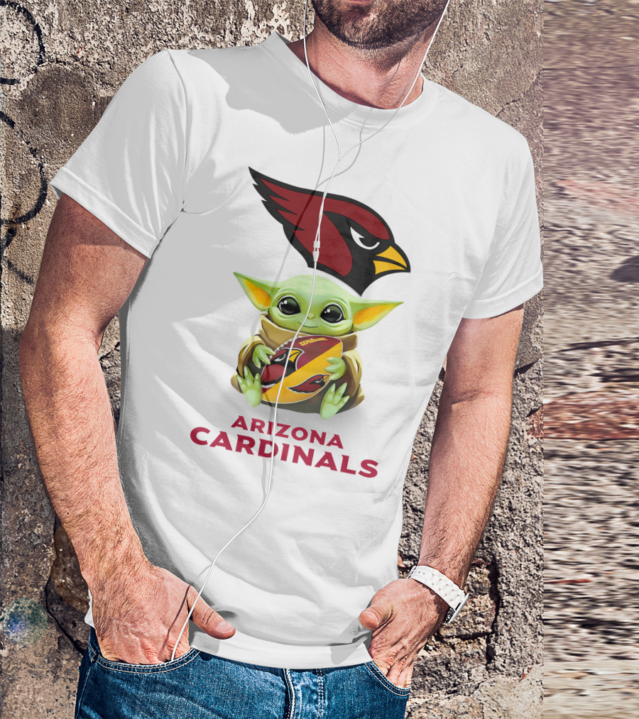 Baby Yoda Hug Arizona Cardinals Football T-Shirt