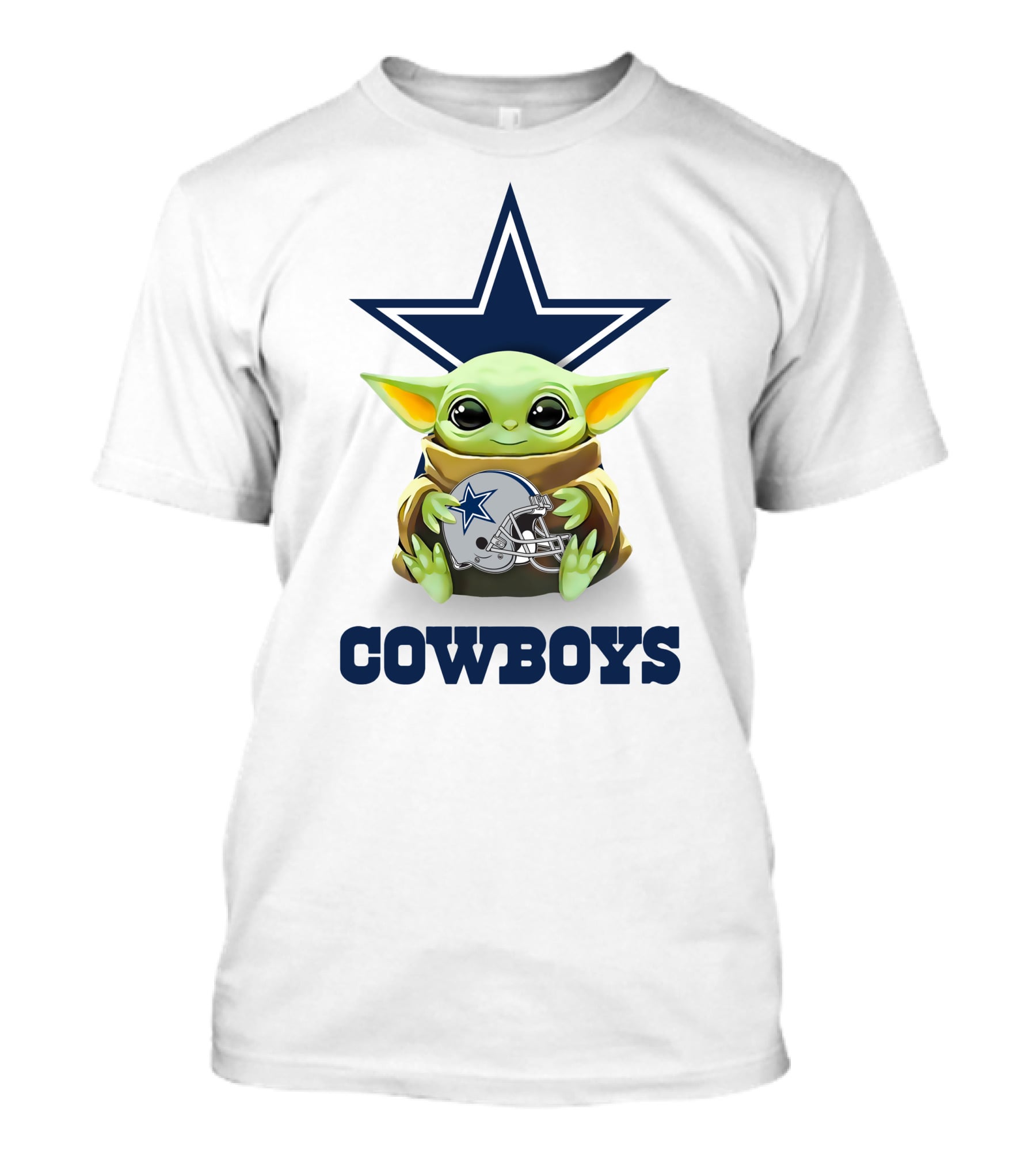 Baby Yoda Holding Dallas Cowboys Star Helmet Cowboys T-Shirt