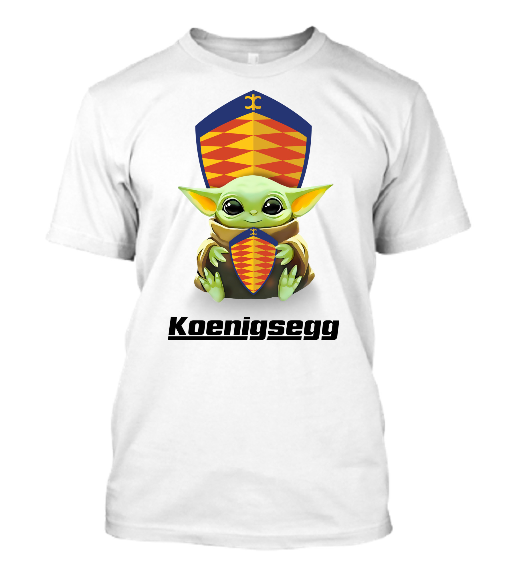 Baby Yoda Holding Koenigsegg Emblem With Shield T-Shirt