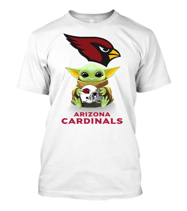 Star Wars Baby Yoda Holding Arizona Cardinals Helmet T-Shirt