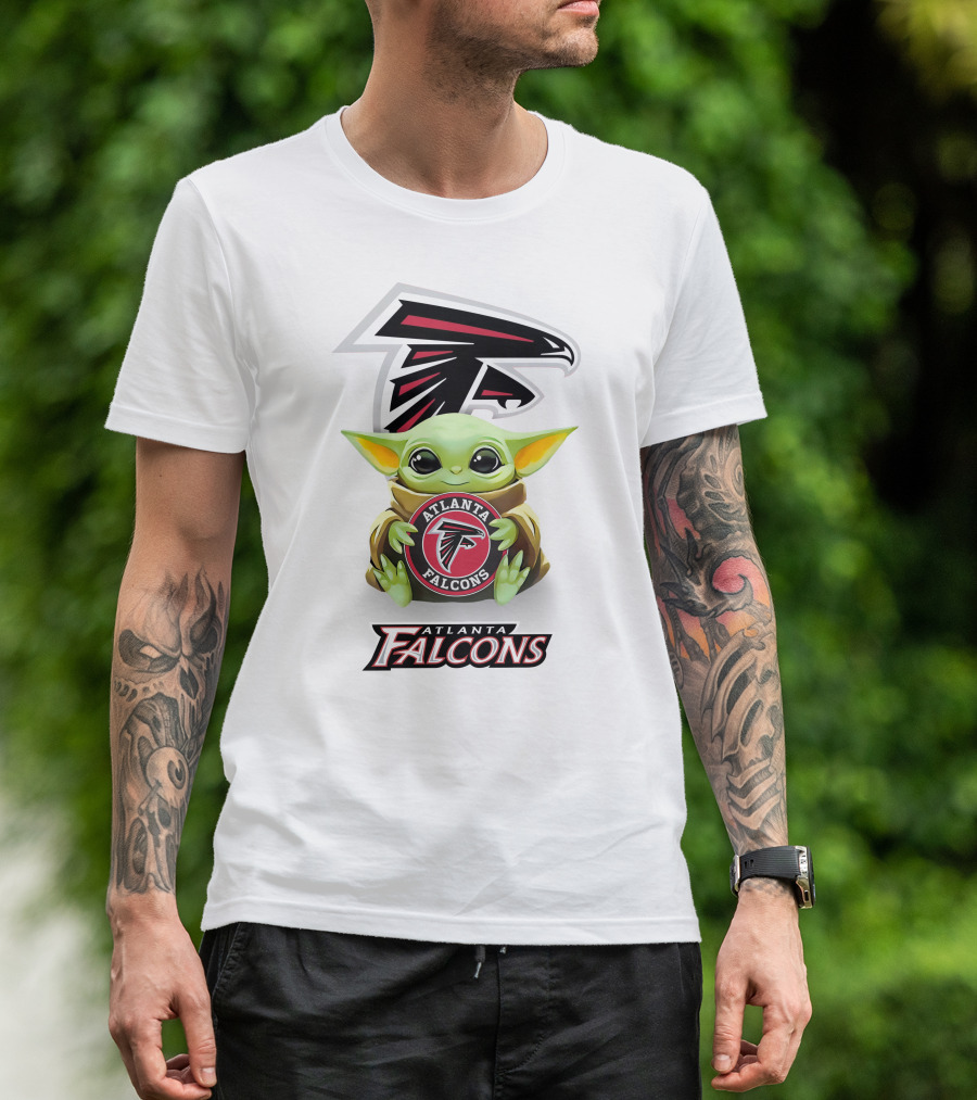 Star Wars Baby Yoda With Atlanta Falcons NFL T-Shirt