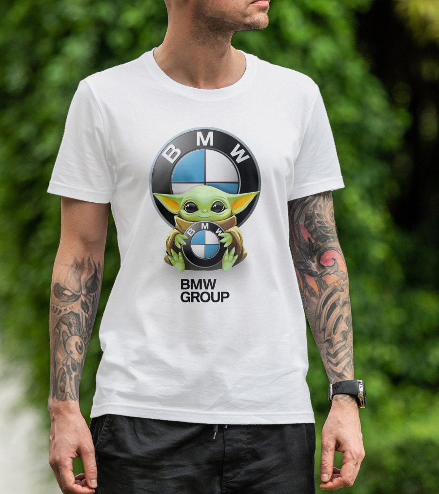 Star Wars Baby Yoda BMW Group Hug White T-Shirt