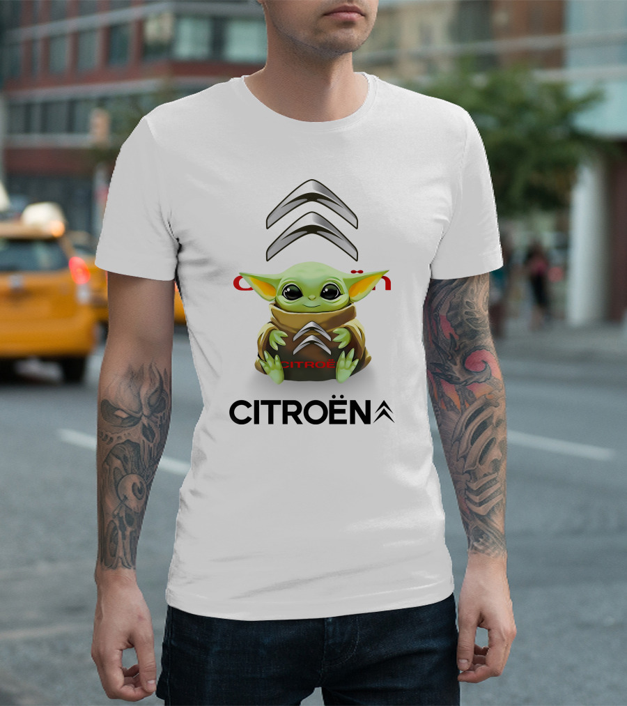 Star Wars Baby Yoda Hug Citroën Logo White T-Shirt