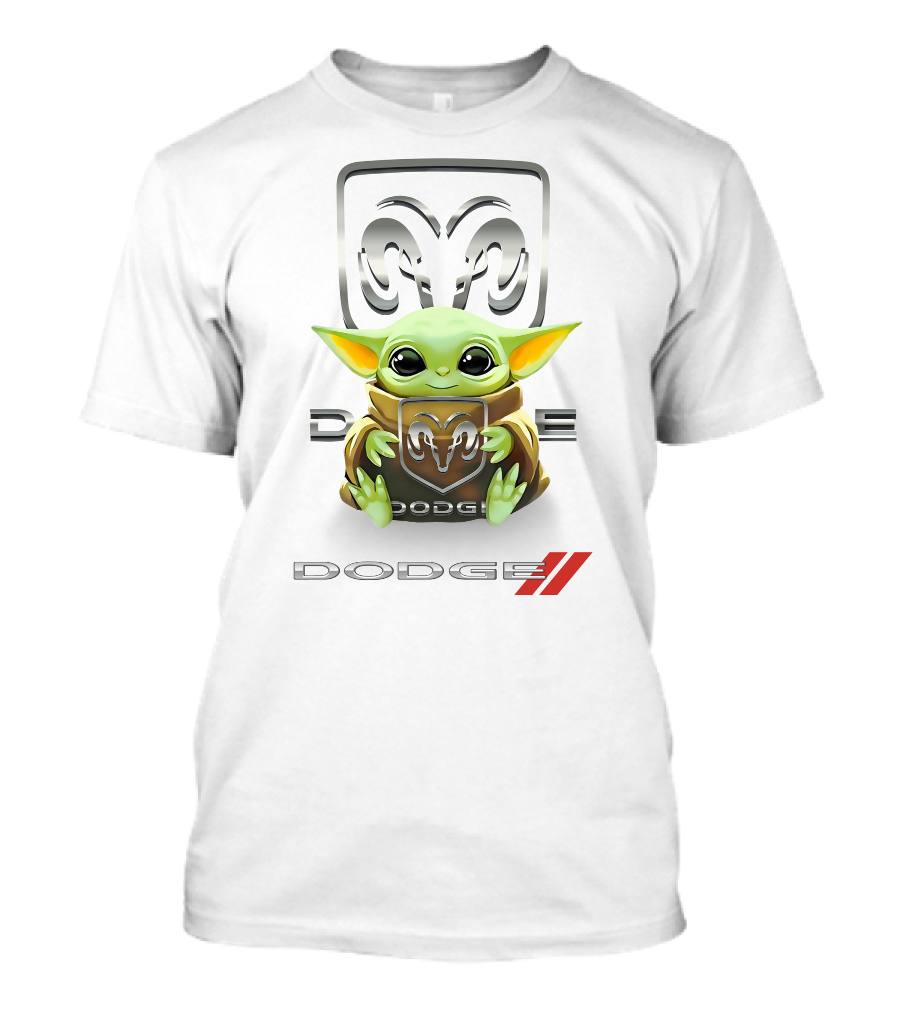 Star Wars Baby Yoda Holding Dodge Ram Logo White T-Shirt