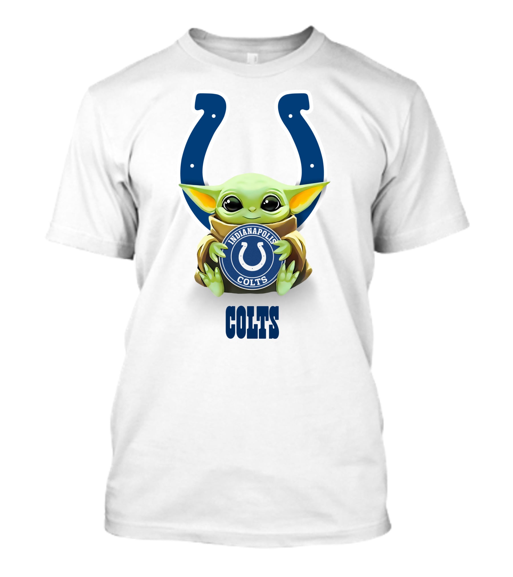 Star Wars Baby Yoda Hug Indianapolis Colts Colts Logo White T-Shirt